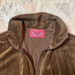 juicy couture vintage y2k 2006 brown collared track jacket gold J zipper small